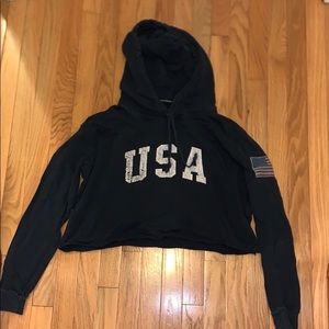 Brandy Melville cropped USA hoodie
